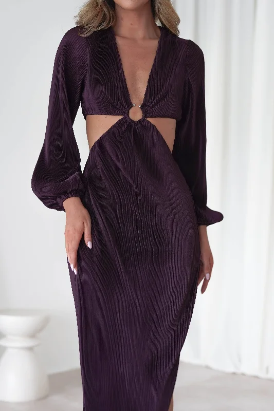 Season Finale Sale Lennon Ribbed Cut Out Maxi Dress| Dark Purple