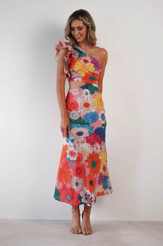 Discount Extravaganza Logen Ruffle Sleeve Midaxi | Orange Floral Print