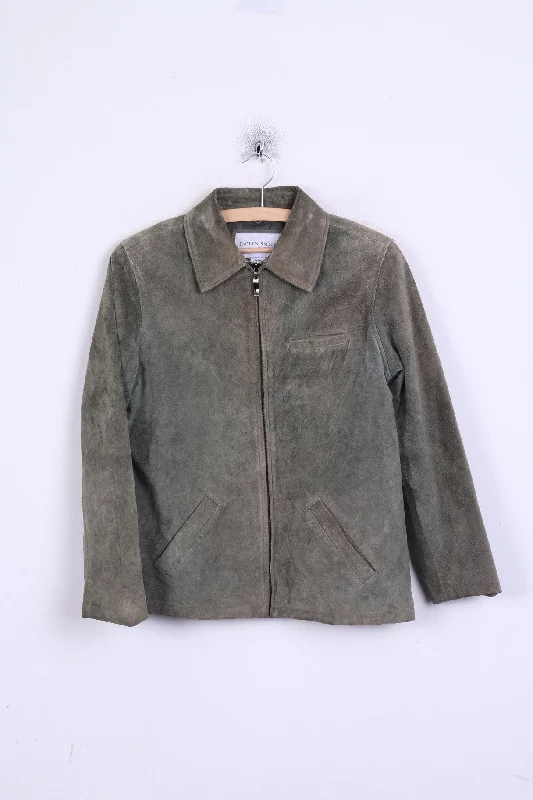 Unmissable Offer JACLYN SMITH Classic Womens S Jacket Leather Khaki Full Zip