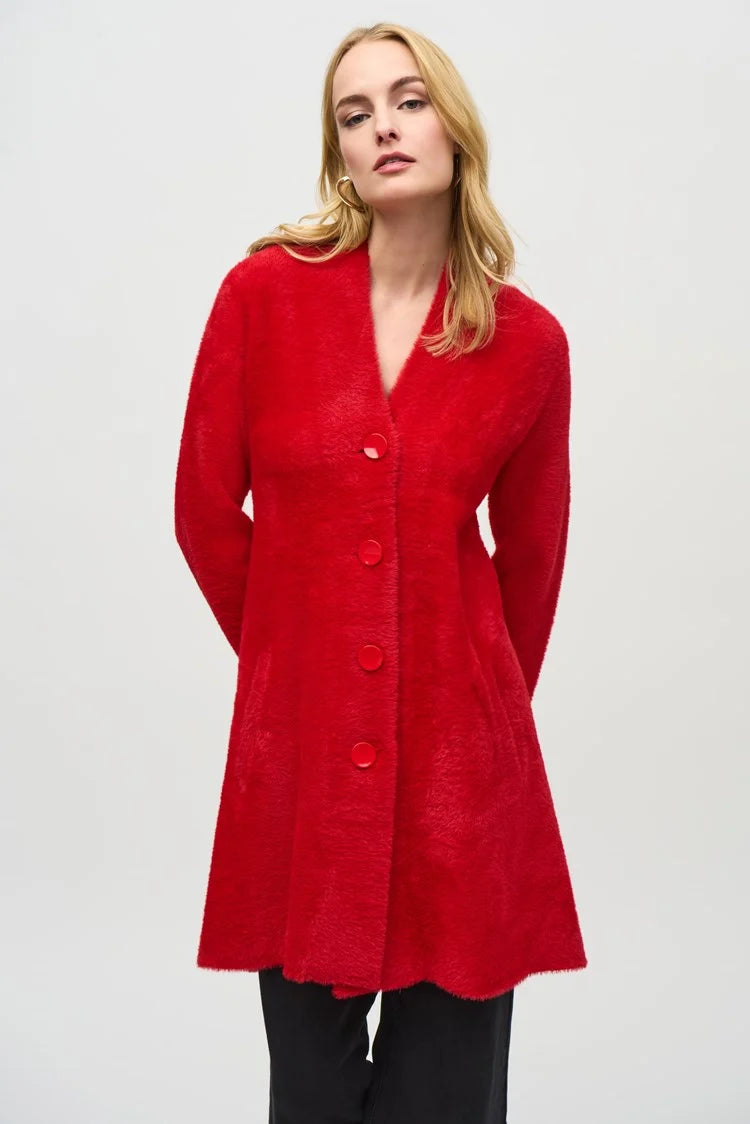 TIME-Limited Offer Joseph Ribkoff Lipstick Red Feather Yarn Coat