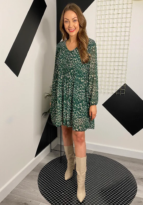 Great Deals Seventy1 One Size Pleated Smock Mini Dress, Green
