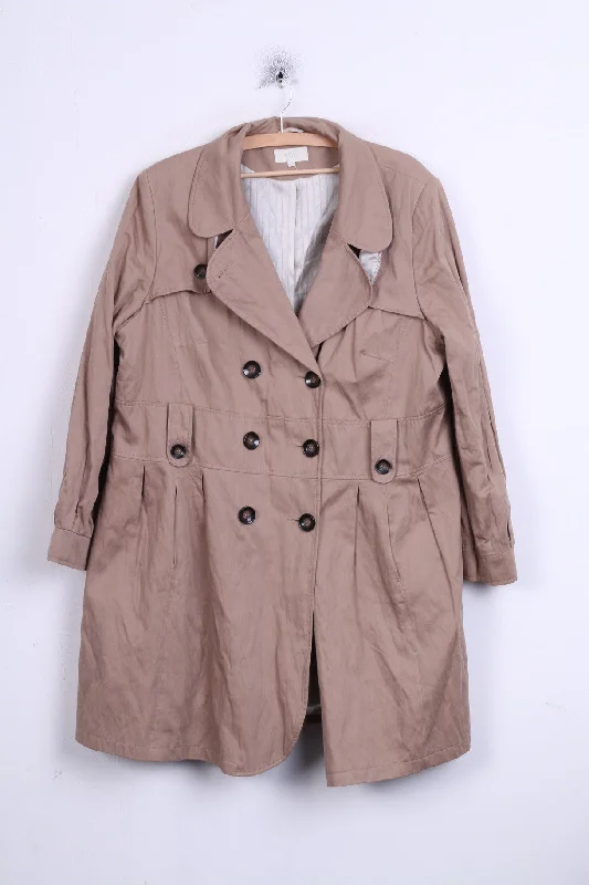 Deal of the Day MARKS & SPENCER Womens 22 3XL Coat Long Beige Double Breasted