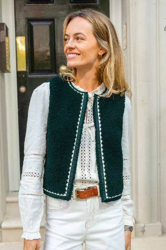 Special Offer Trim Detail Eco Fleece Gilet | Green