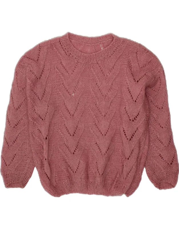 Price Meltdown VINTAGE Womens Crew Neck Jumper Sweater UK 16 Large Pink