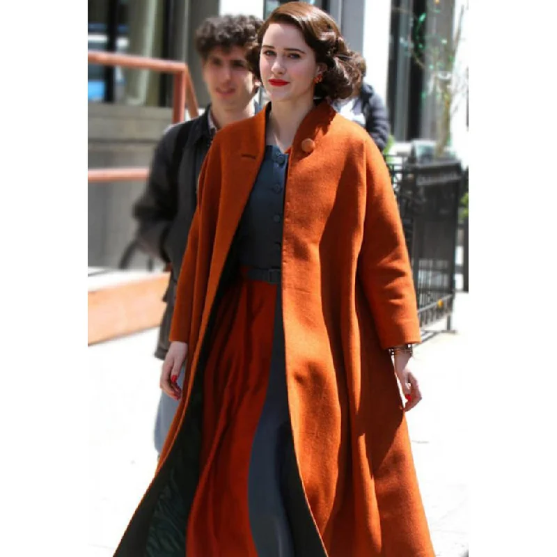 Now or Never Rachel Brosnahan The Marvelous Mrs. Maisel Orange Coat