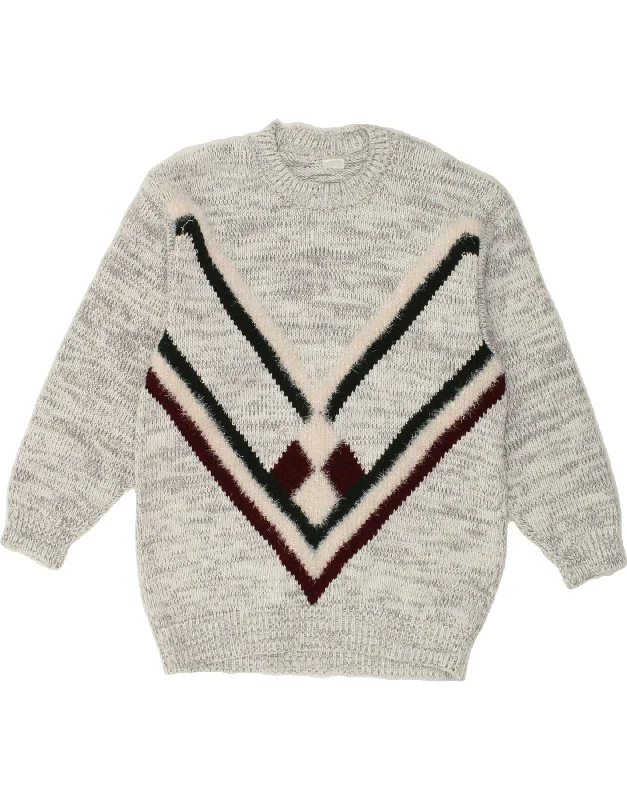 The Best Prices VINTAGE Womens Crew Neck Jumper Sweater UK 16 Large Grey Flecked