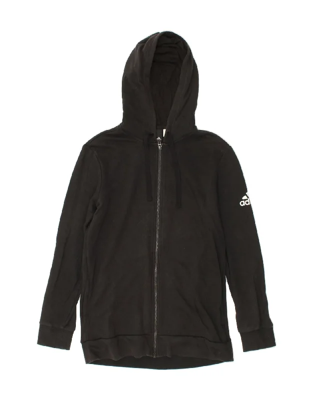 Quick Sale ADIDAS Womens Graphic Zip Hoodie Sweater UK 14 Large Black