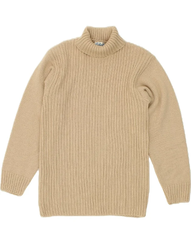 Reduced Prices VINTAGE Womens Roll Neck Jumper Sweater UK 10 Small Beige