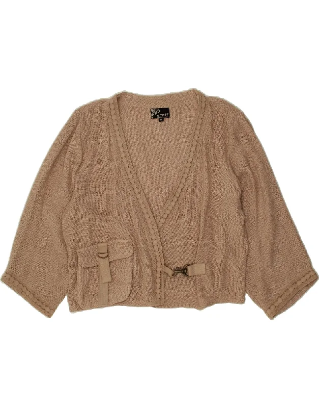 Best Bargains VINTAGE Womens Crop Cardigan Sweater UK 18 XL Brown Cotton
