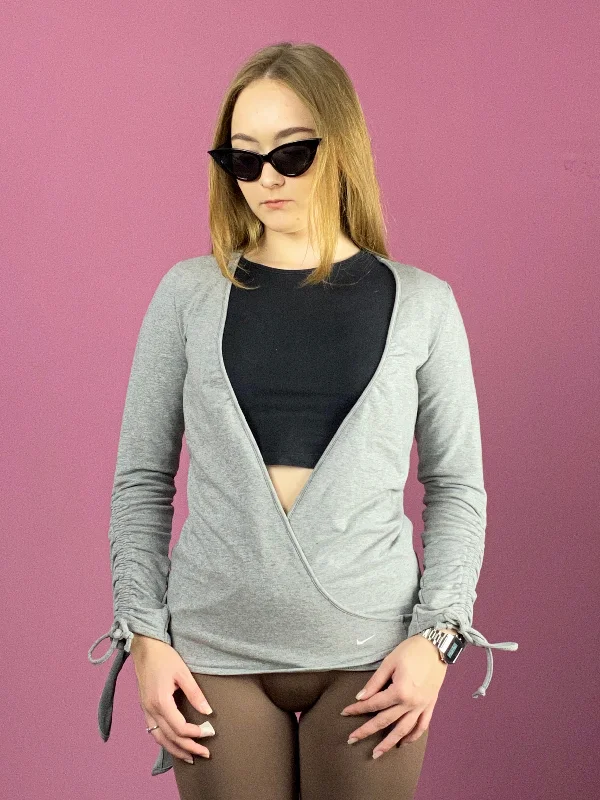 Warehouse Sale Nike Vintage Women's Open Front Sweatshirt - XS Grey Cotton Blend