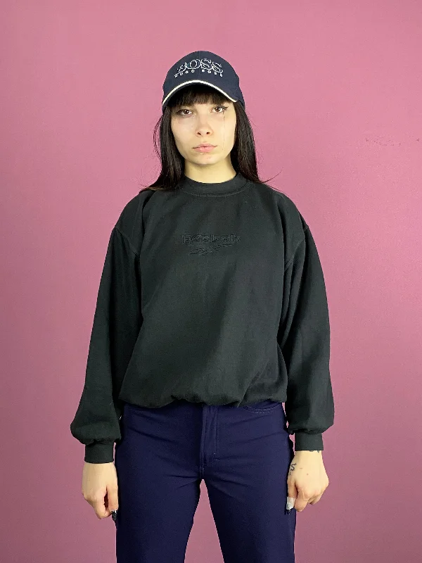 Deal Alert 90s Reebok Vintage Women's Sweatshirt - L Black Polyester Blend