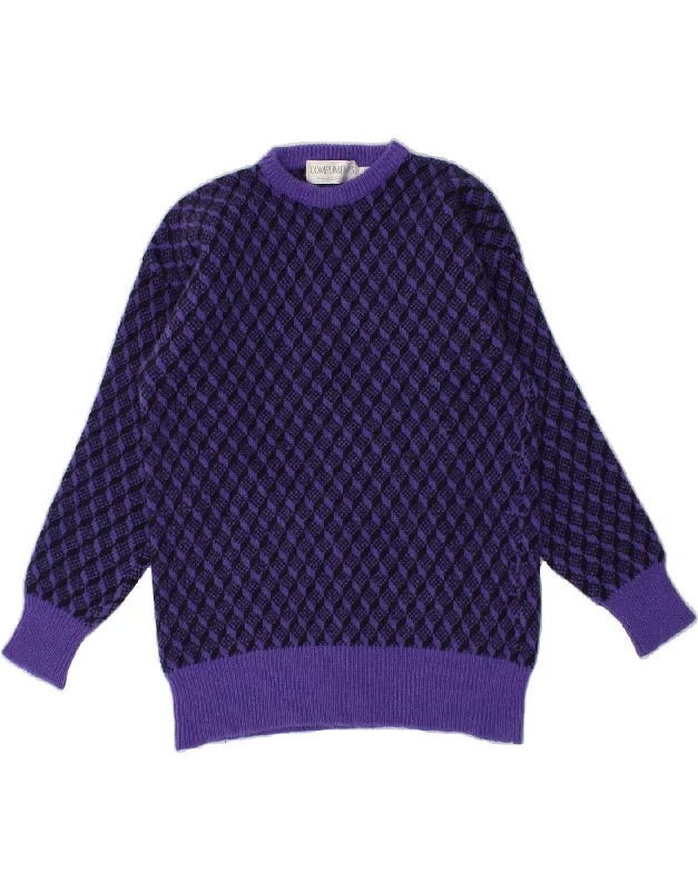 Grand Opening Sale VINTAGE Womens Crew Neck Jumper Sweater UK 14 Medium Purple Check New Wool Grand Opening Sale VINTAGE Womens Crew Neck Jumper Sweater UK 14 Medium Purple Check New Wool