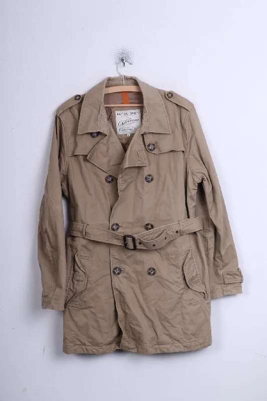 Savings Bonanza Racing Green Womens M Coat Double Breasted Beige Padded