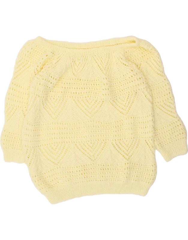 Crazy Deals VINTAGE Womens Oversized Boat Neck Jumper Sweater UK 18 XL Yellow