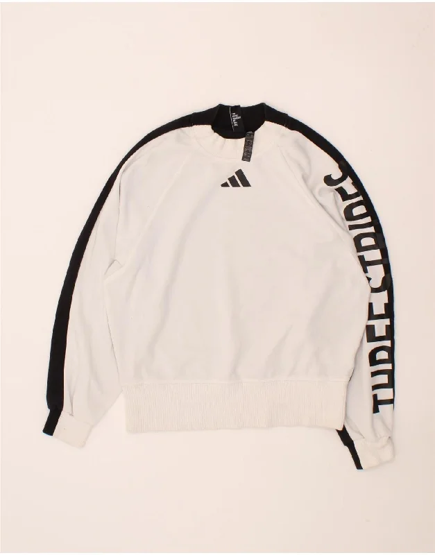 Buy More, Save More ADIDAS Womens Oversized Graphic Sweatshirt Jumper UK 12/14 Medium White Buy More, Save More ADIDAS Womens Oversized Graphic Sweatshirt Jumper UK 12/14 Medium White