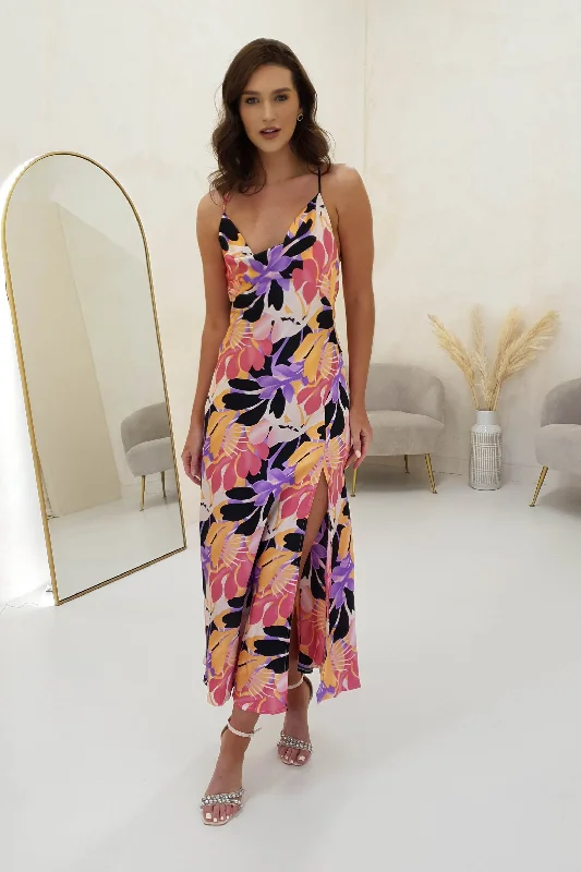 Blowout Deals Mae Satin Printed Midi Dress | Mixed Print