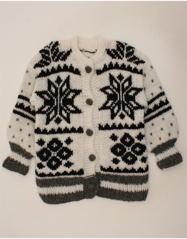 New Deals VINTAGE Womens Cardigan Sweater UK 18 XL White Fair Isle