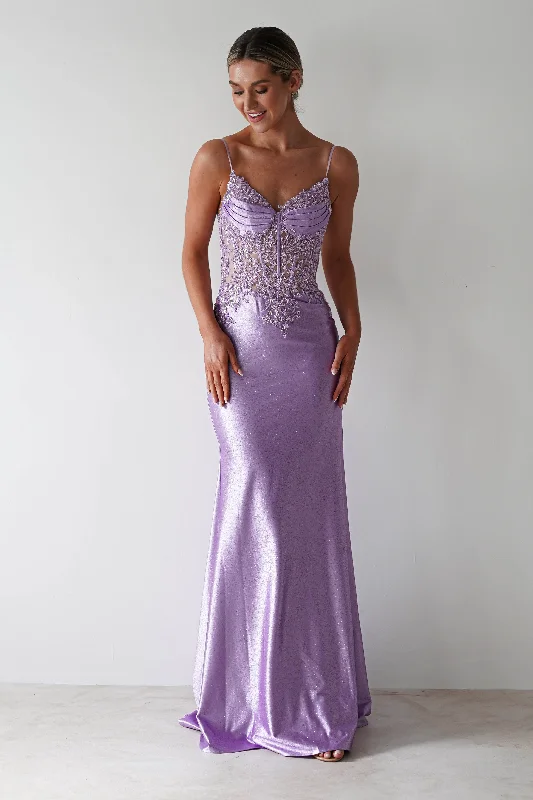 Final Clearance Eternity Glitter Bodycon Gown | Lilac