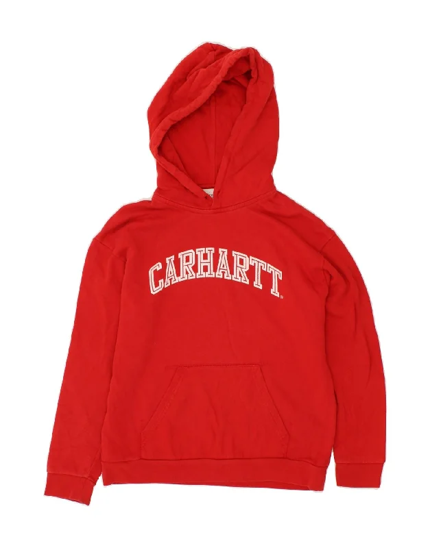 Amazing Deals CARHARTT Womens Oversized Graphic Hoodie Jumper UK 6 XS Red Cotton