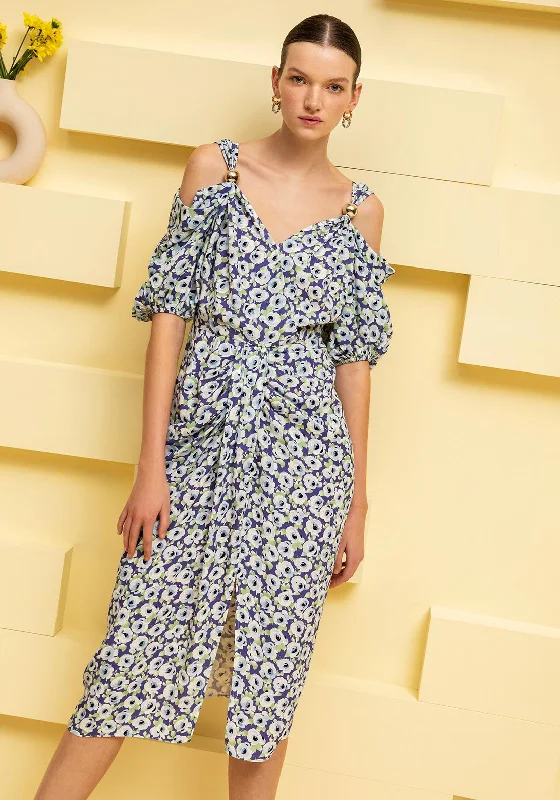 Online Specials Kameya Floral Off Shoulder Ruched Midi Dress, Multi