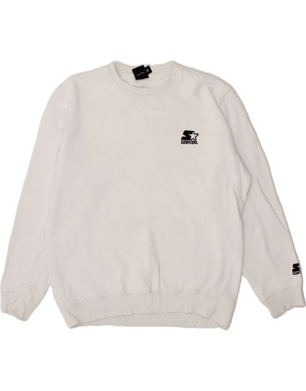 Unbeatable Prices STARTER Womens Graphic Sweatshirt Jumper Medium White Cotton