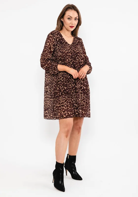 Markdowns Seventy1 One Size Pleated Smock Mini Dress, Brown