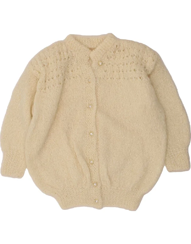 Flash Sale VINTAGE Womens 3/4 Sleeve Cardigan Sweater UK 14 Medium Beige