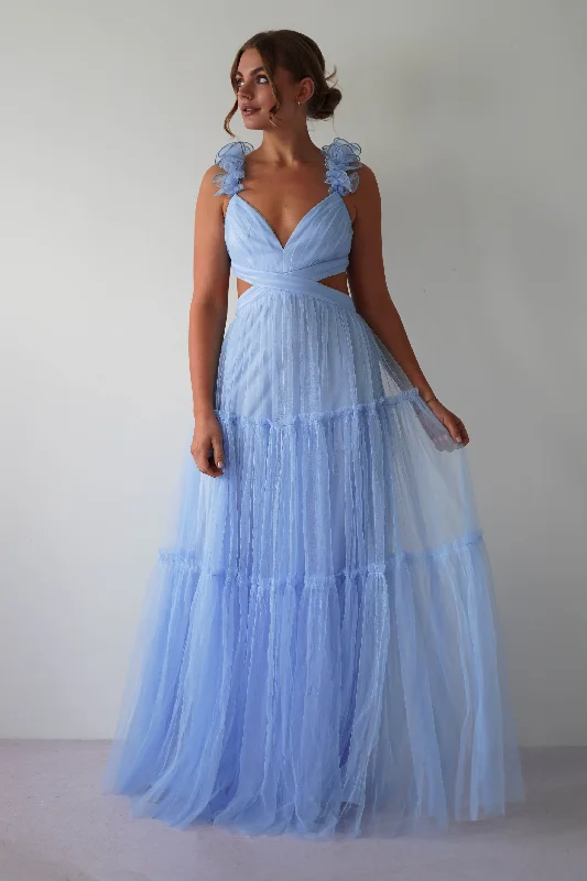 Exclusive Savings Galiena Ruffle Tulle Maxi Dress | Blue