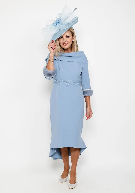 Savings Galore Gabriela Sanchez Detailed Fishtail Midi Dress, Dusty Blue