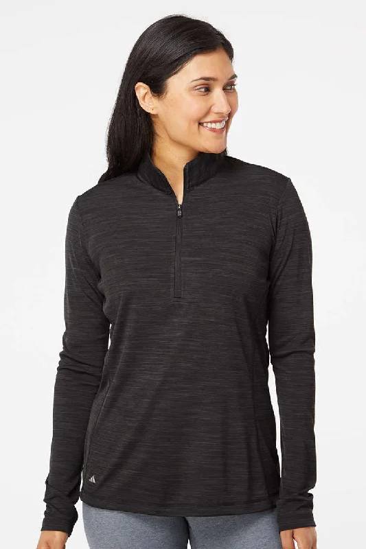 Deal of the Day Adidas Womens Moisture Wicking 1/4 Zip Sweatshirt - Black Melange