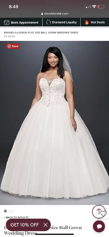 Final Markdown David's Bridal Beaded illusion ball gown V3849