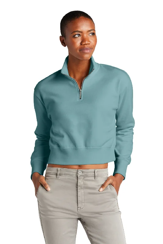 Weekend Deal District Womens V.I.T. Fleece 1/4 Zip Sweatshirt - Eucalyptus Blue