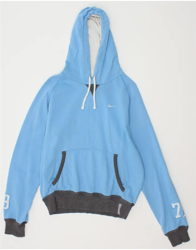 Low Prices NIKE Womens Graphic Hoodie Jumper UK 14/16 Large Blue Colourblock