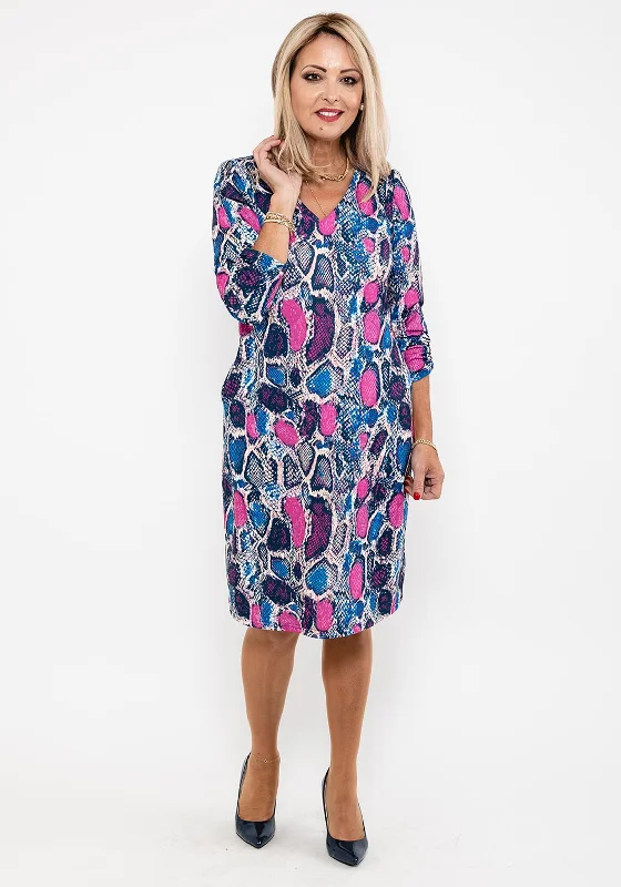 Holiday Sale Leon Collection Reptile Print Dress, Pink Multi