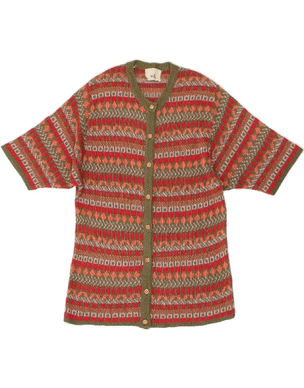 Huge Discounts VINTAGE Womens Short Sleeve Cardigan Sweater UK 12 Medium Red Fair Isle Huge Discounts VINTAGE Womens Short Sleeve Cardigan Sweater UK 12 Medium Red Fair Isle