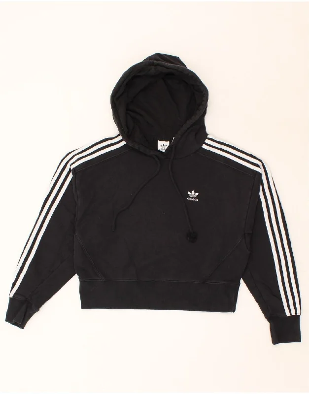 Get It Before It’s Gone ADIDAS Womens Oversized Hoodie Jumper UK 6 XS  Black Cotton