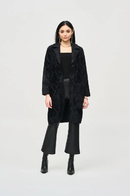 Referral Discount Joseph Ribkoff Black Notched Collar Coat