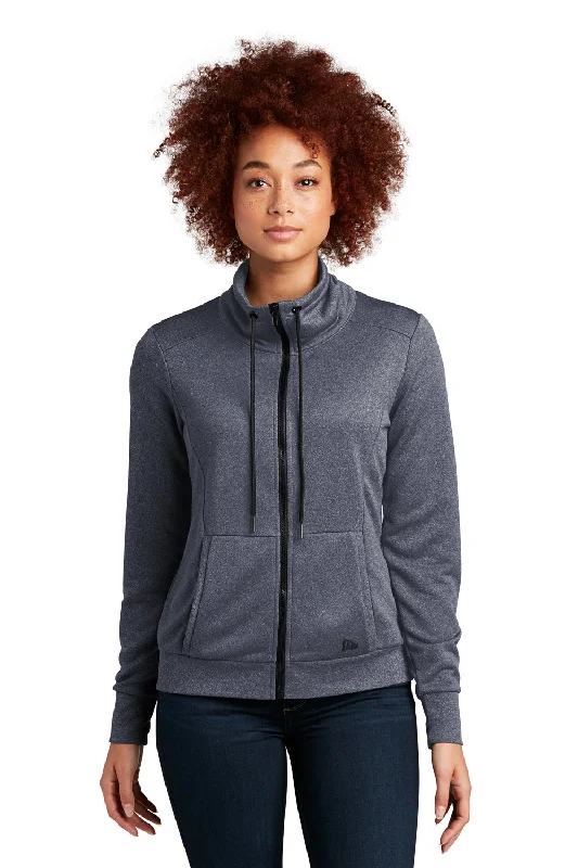 New Deals New Era Womens Performance Terry Full Zip Sweatshirt w/ Pockets - Heather True Navy Blue