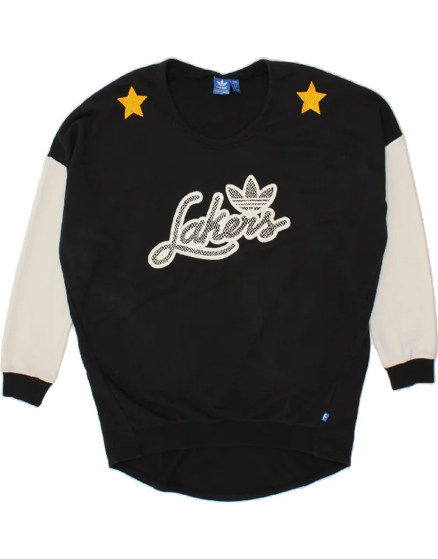 Super Sale ADIDAS Womens Lakers Longline Sweatshirt Jumper UK 12 Medium Black