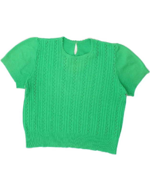 Exclusive Access VINTAGE Womens Short Sleeve Crew Neck Jumper Sweater UK 16 Large Green Exclusive Access VINTAGE Womens Short Sleeve Crew Neck Jumper Sweater UK 16 Large Green