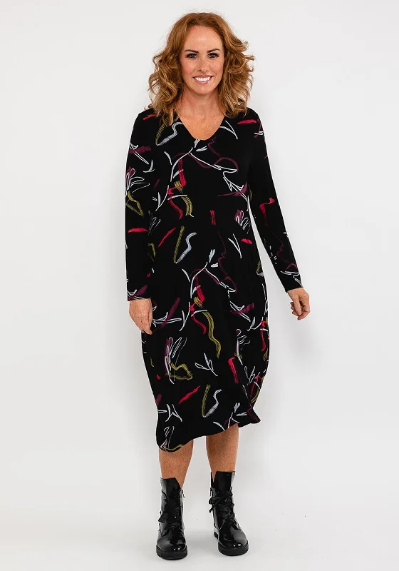 Price Blitz Capri Balloon Hem Midi Dress, Black