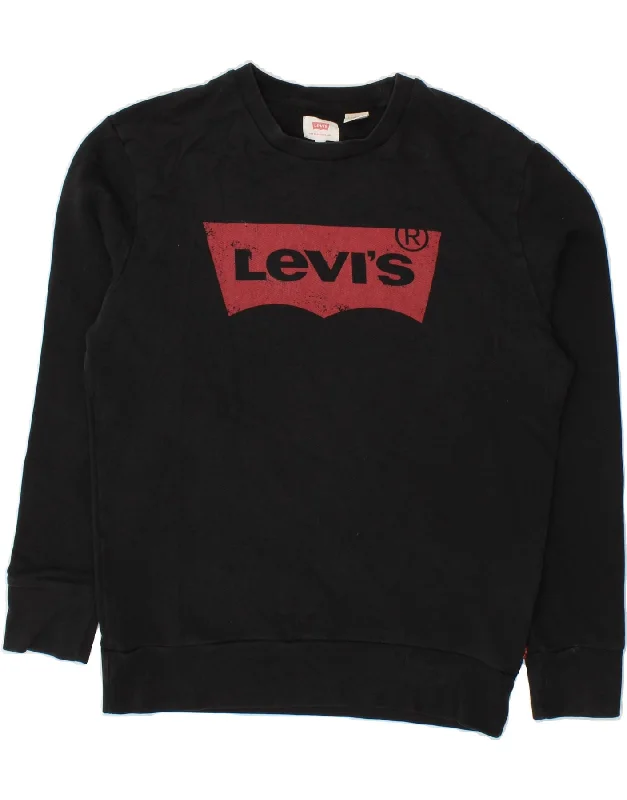 Big Discounts LEVI'S Womens Graphic Sweatshirt Jumper UK 10 Small Black Cotton