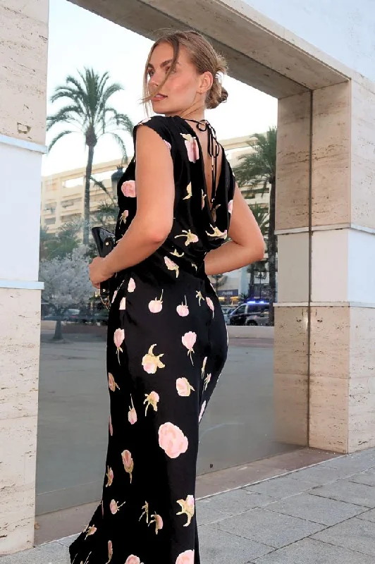 Fantastic Offers Hazel Soft Floral Maxi Dress | Black