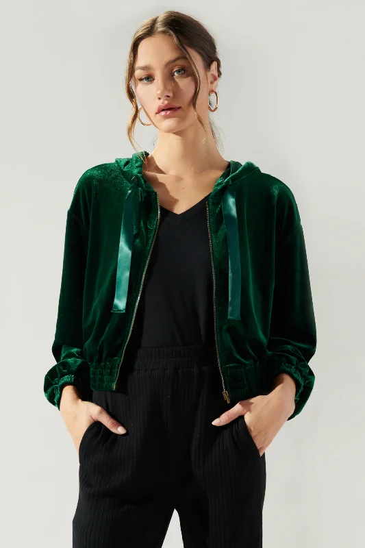 While Supplies Last Everson Velvet Cropped Zip Up Hoodie