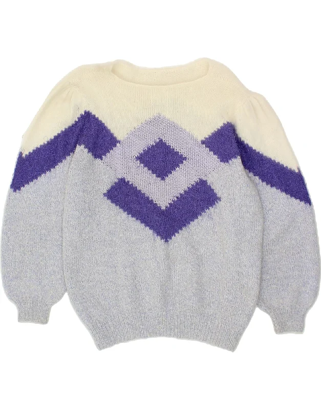 Factory Direct Sale VINTAGE Womens Boat Neck Jumper Sweater UK 16 Large Purple Argyle/Diamond Factory Direct Sale VINTAGE Womens Boat Neck Jumper Sweater UK 16 Large Purple Argyle/Diamond