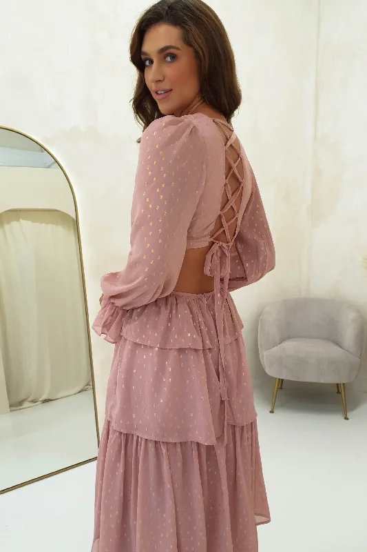Final Sale Deola Chiffon Maxi Dress | Dusty Pink