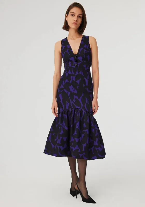 Exclusive Savings Exquise Fishtail Midi Dress, Purple & Black