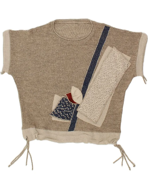 Weekend Flash Sale VINTAGE Womens Short Sleeve Crew Neck Jumper Sweater UK 18 XL Beige Weekend Flash Sale VINTAGE Womens Short Sleeve Crew Neck Jumper Sweater UK 18 XL Beige