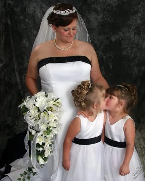 Huge Savings David's Bridal black/white wedding dress