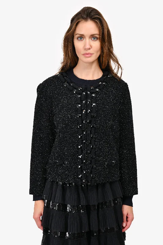 Sneak Peek Sale St. John Couture Black Shimmer Knit Evening Jacket Size 16